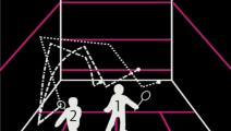 Ein Ballwechsel beim Squash