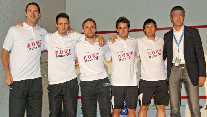 Meister Worms, hier vor dem Sieg bei den Play-offs: David Palmer, Jens Schoor, André Haschker, Carsten Schoor, Daniel Hoffmann und Michael Zehe (v.l.n.r., Bild: Fritz Borchert)