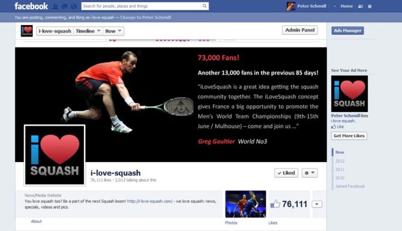 „iLoveSquash“: Größte facebook-Squash-Community!