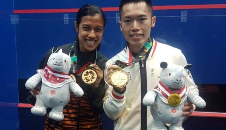 Nicol David und Leo Au (Asian Games 2018, Jakarta)