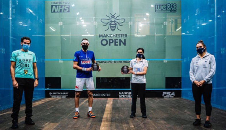 Karim Abdel Gawad, Mohamed Elshorbagy, Nour El Tayeb und Camille Serme (Manchester Open 2020)