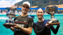 Paul Coll und Nele Gilis mit Sieger-Pokal (New Zealand Open 2023)
