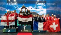 Sieger Ägypten und die Platzierten England, Schweiz und Frankreich (Men's World Team Championships 2023 - Neuseeland)