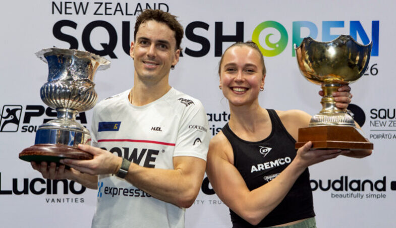Paul Coll and Tinne Gilis, New Zealand Squash Open 2026